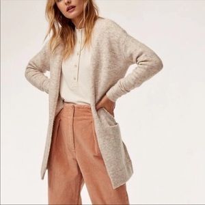 Wilfred Free Aronson Sweater-heather ashen/oatmeal color, open cardigan-small, S
